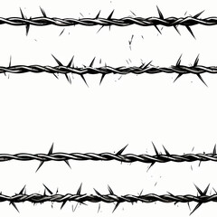 wire sharp barrier barbed metal safety fence border steel boundary protect security iron prison g - obrazy, fototapety, plakaty