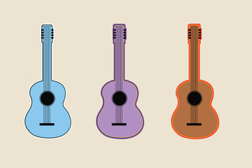 vector flat illustration guitar collection