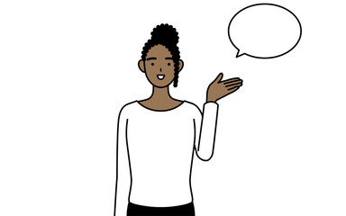 African-American woman giving directions, with a wipeout.