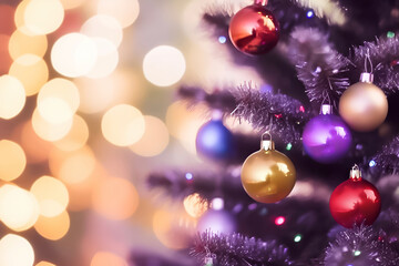 Obraz na płótnie Canvas Christmas Tree on Sparkling Bokeh Background