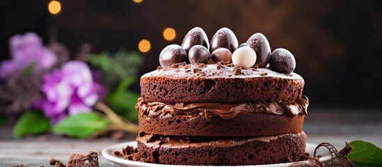 Traditional Easter dessert is a delicious chocolate cake.