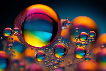 Colorful hydrophobic molecules in super macro photography, Generative AI