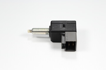 Electric plug and socket. Automobile car part isolated on the white background. Mock up product of spare part concept.