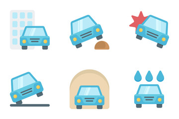 automotive flat icon set bundle 03
 