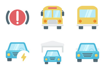 automotive flat icon set bundle 01
