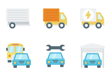 automotive flat icon set bundle 10
