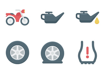 automotive flat icon set bundle 09

