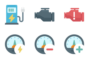 automotive flat icon set bundle 05
