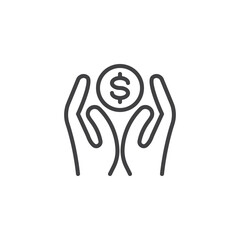Hand with money line icon