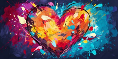 Abstract art. Colorful painting art of a heart shape. Forgiving love concept. Christian illustration. Generative AI