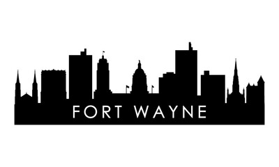 Fort Wayne skyline silhouette. Black Fort Wayne city design isolated on white background.