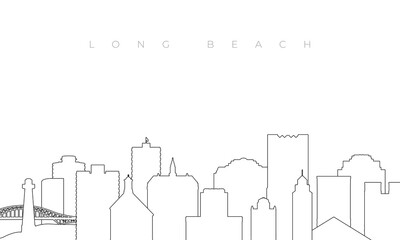 Outline Long Beach skyline. Trendy template with Long Beach California buildings and landmarks in line style. Stock vector design.