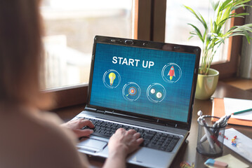 Start up concept on a laptop screen