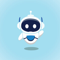 cute robot waving hand cartoon vector icon illustration science technology futuristic smart ai concept