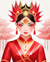 Fototapeta premium beautiful chinese woman in traditional cheongsam dress