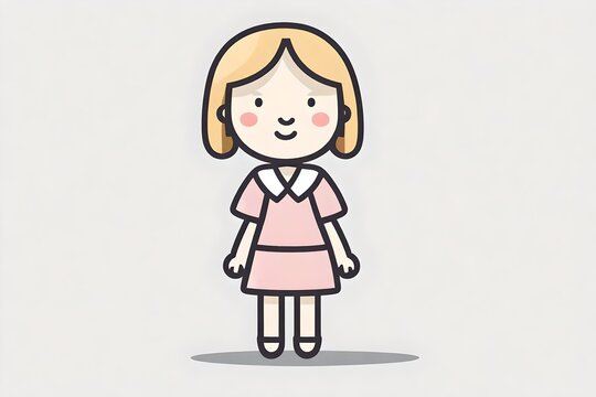 a simple cartoon illustration of a little girl 