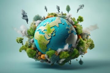 Fototapeta premium illustration of the earth fighting climate change