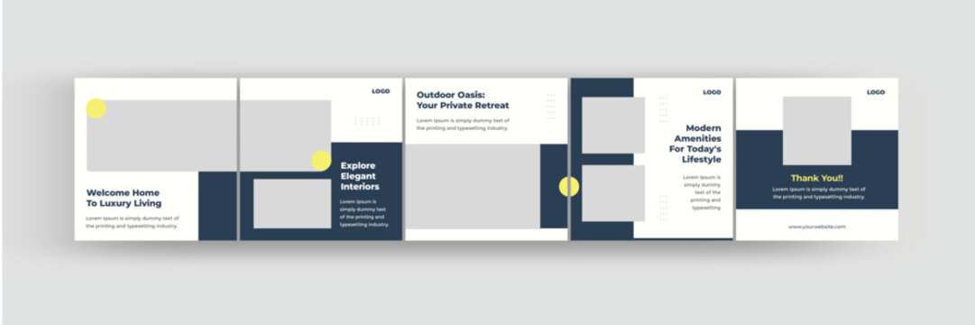 Social media carousel post template,  real estate carousel template for instagram, eps vector illustration