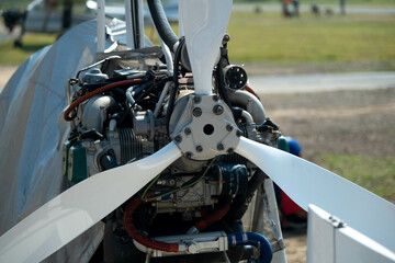 Small propeller airplane at an air show. Selective focus