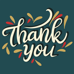 Text Thank you inscription. Handwriting text Thank you. Text banner square composition. Hand drawn vector art.