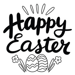 Text Happy Easter inscription. Handwriting text Happy Easter. Text banner square composition. Hand drawn vector art.