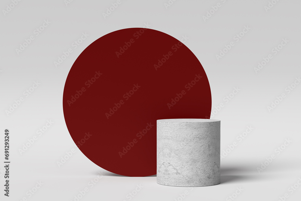 Aufkleber minimalistic showcase podium or pedestal mock up for product display with cylindrical concrete stand