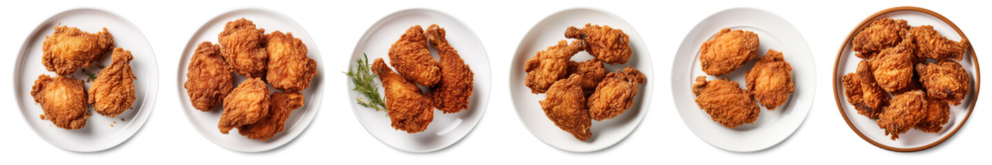 pieces of fried chicken in batter on a plate - obrazy, fototapety, plakaty