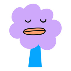 Fantastic tree. Magical plant. Flat design. Hand drawn vector illustration on white background.