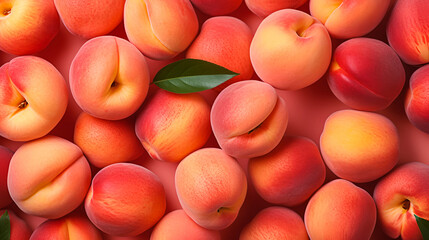 Background of ripe peaches. Top view.