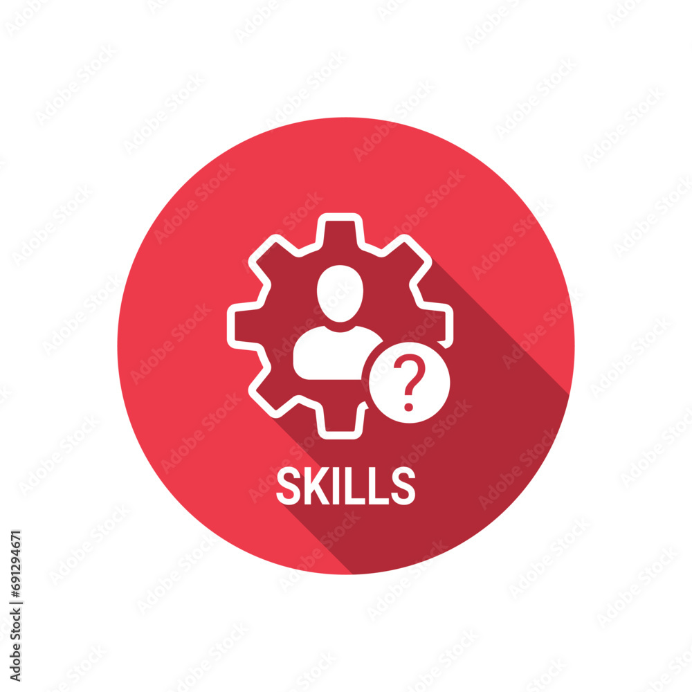 Poster skills icon with question mark. skills icon and help, how to, info, query symbol. vector icon