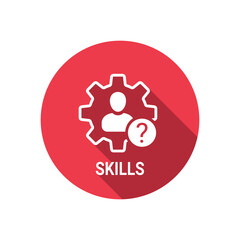 Skills icon with question mark. Skills icon and help, how to, info, query symbol. Vector icon