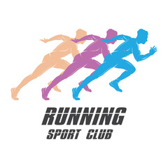Running Man silhouette Logo, Marathon logo vector illustration icon template with a modern concept
