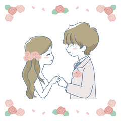 手を取り合う男女のイラスト素材