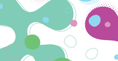 Abstract memphis style liquid wave with colorful background