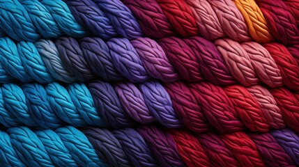 Abstract Colorful Coiled Rope Texture Background - obrazy, fototapety, plakaty