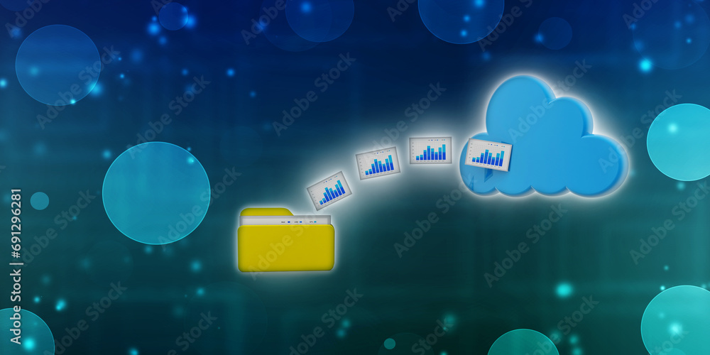 Poster 3d rendering cloud computing concept, cloud internet technology concept background, cloud computing 