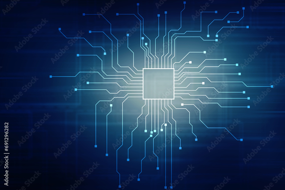 Poster abstract futuristic circuit board illustration, circuit board with various technology elements. circ