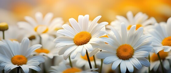 Obraz premium Daisy Field with White and Yellow Flowers Background