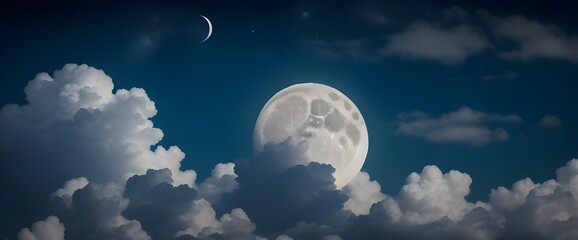 Naklejka na ściany i meble moon over sky clouds