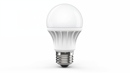 A white background showcases an LED light bulb, emitting a bright and energy-efficient glow.