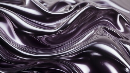 Shiny wavy purple metallic fluid with a reflective chrome mirror water effect creates a textured D background backdrop. from Generative AI