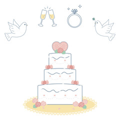 かわいいケーキの手描き風イラスト素材