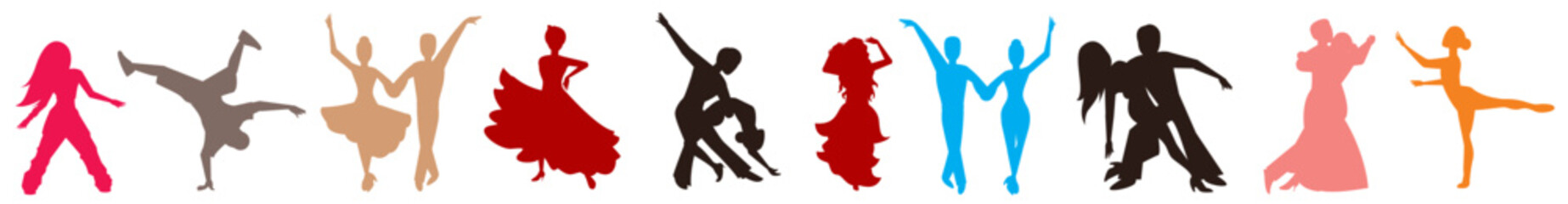 set of dancers isolated in white 