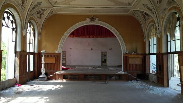 Abandoned theater scene in soviet resort, Tskaltubo, Georgia. 