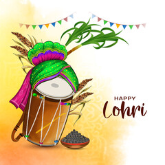 Happy Lohri indian cultural harvest festival background design