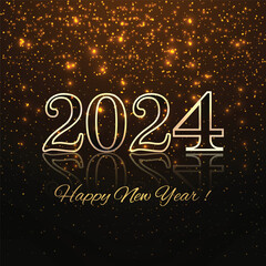 Happy new year 2024 background with glitters design