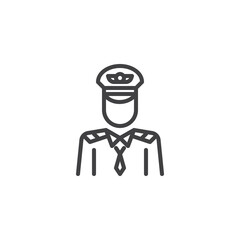 Pilot, aviator profession line icon