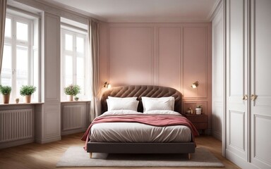 The Art Deco Bedroom of a Swedish Interior generative ai