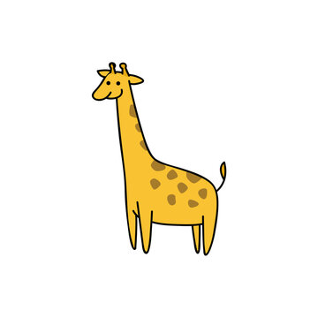 hand drawn cartoon cute animal giraffe