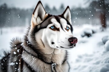siberian husky puppy in snow